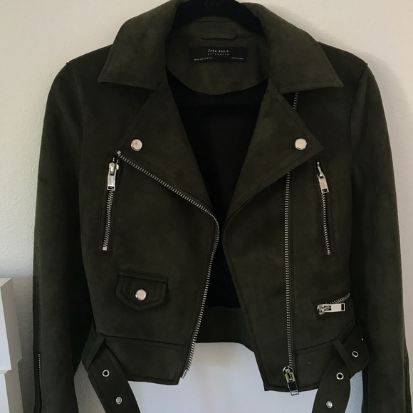 Zara Jackets & Blazers - Zara Green Faux Suede Moto Jacket - NWOT